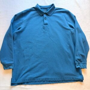 L.L. Bean Long Sleeve Polo Blue Men's XLT Cotton Classic Preppy Tall
